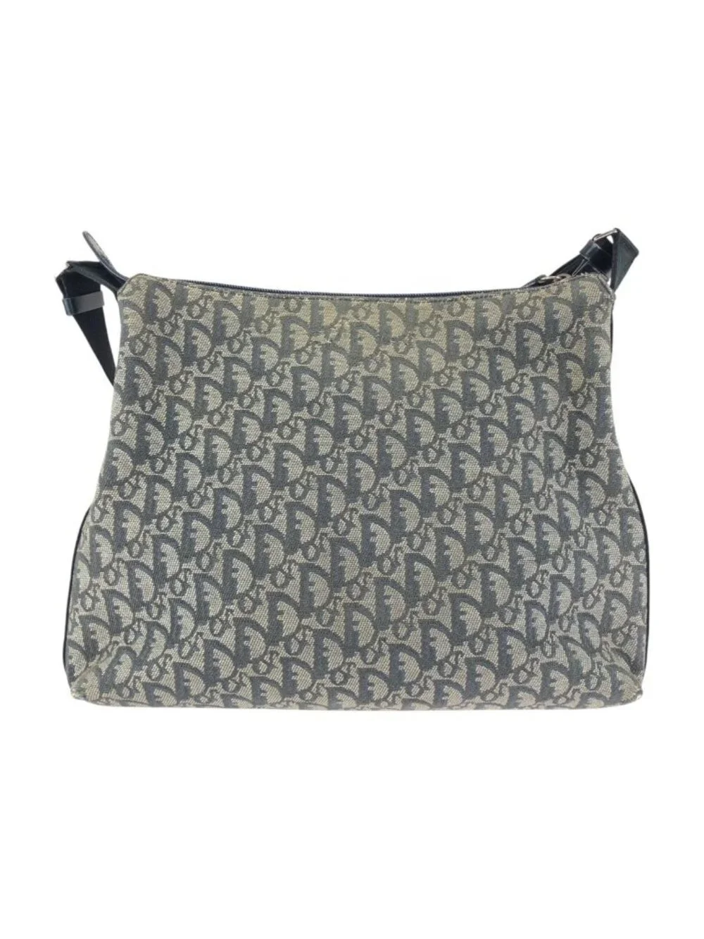 Dior Vintage Trotter Navy Gray Canvas Leather Shoulder